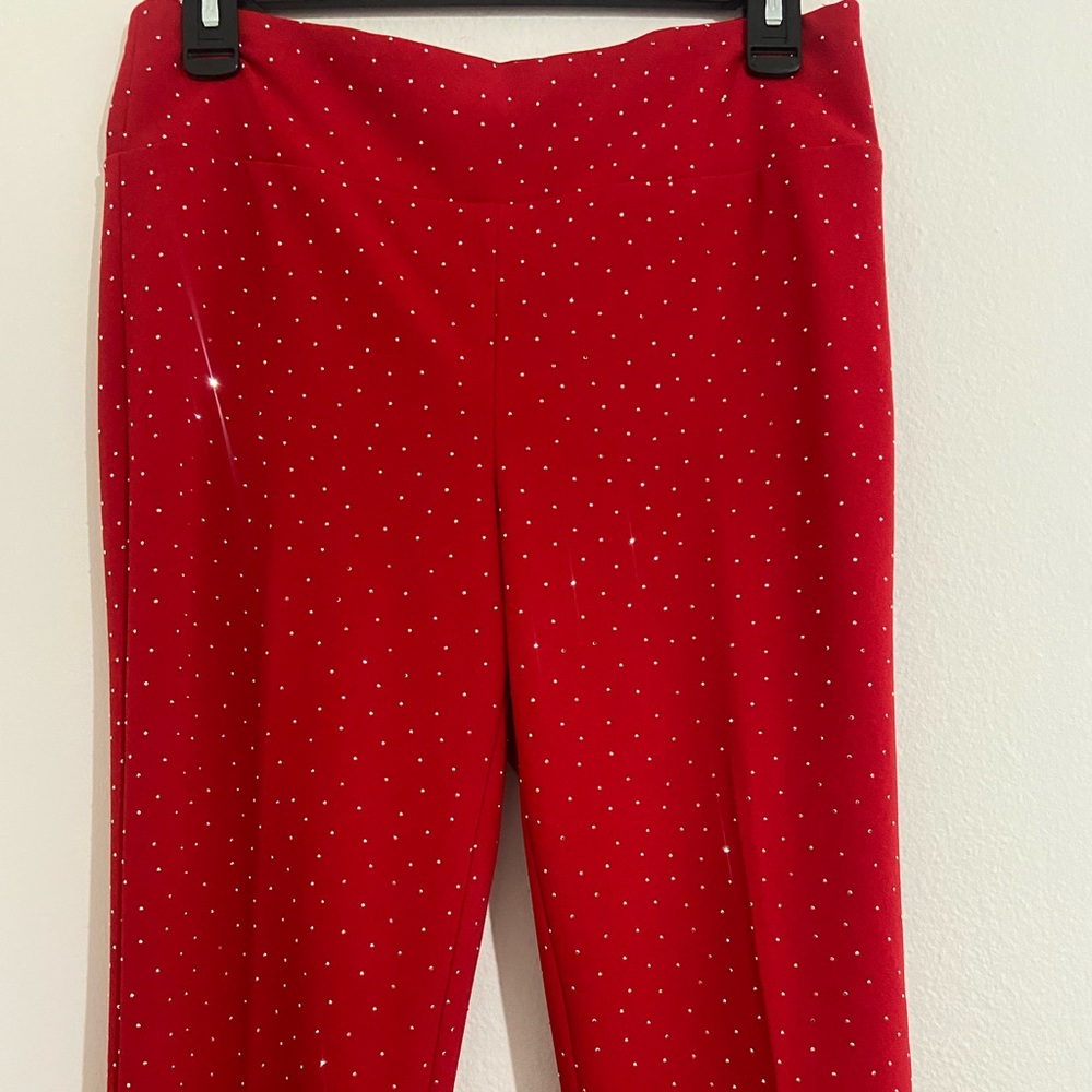 Soho Apparel Red Pants with White Dots